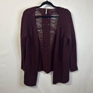 FREE PEOPLE cardigan Burgundy size XS Unique design Warm and cozy